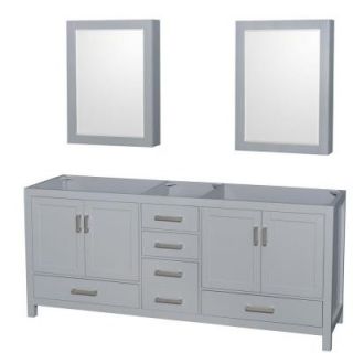 Wyndham Collection Sheffield 80 in. Vanity Cabinet with Medicine Cabinet Mirrors in Gray WCS141480DGYCXSXXMED