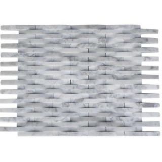 Splashback Tile 3D Reflex White Carrera 9 in. x 11.5 in. x 8 mm Marble Mosaic Wall Tile 3D REFLEX WHITE CARRERA STONE TILES