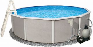 Belize Round Top Rail Metal Wall Swimming Pool Package 24' x 48"    Blue Wave Products