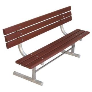 Ultra Play 6 ft. Brown Commercial Park Recycled Plastic Bench with Back Surface Mount G940P BRN6