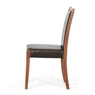 Baxton  Lita Brown Wood and Leather Modern Dining Chair (Set of 2)