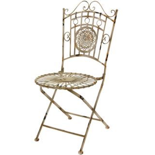 Distressed White Wrought Iron Garden Chair (China)