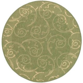 Safavieh Courtyard Olive/Natural 5 ft. 3 in. x 5 ft. 3 in. Round Indoor/Outdoor Area Rug CY2665 1E06 5R