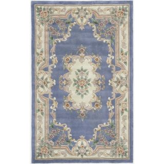 Rugs America New Aubusson Light Blue Rectangular Indoor Tufted Area Rug (Common 8 x 11; Actual 96 in W x 132 in L)