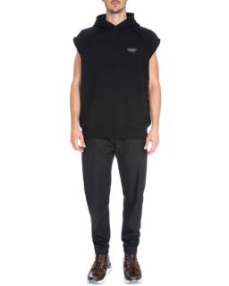 Givenchy Sleeveless Hooded Pullover Sweater & Chevron Inset Jogger Pants