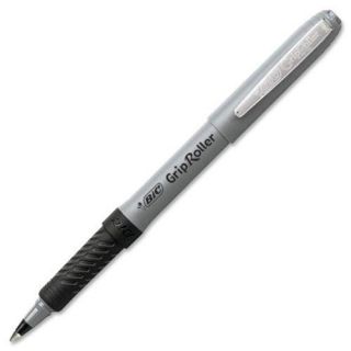 Bic GRE11BK Grip Roller Ball Stick Pen, Black Ink, Fine, Dozen