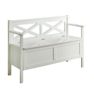 50 in. L Solid Wood Bench with Storage in White I 4504