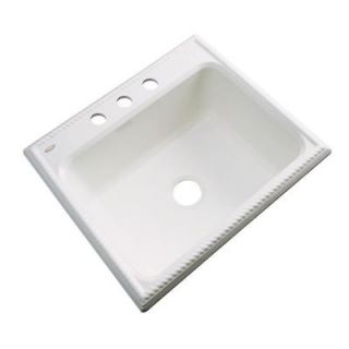 Thermocast Wentworth Drop In Acrylic 25 in. 3 Hole Single Bowl Kitchen Sink in Biscuit 27303