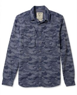 GUESS Jeans Shirt, Camo Jacquard Shirt   Casual Button Down Shirts