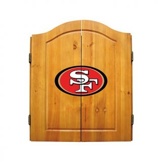 Officially Licensed NFL Logo Solid Pine Dart Cabinet Set   49ers   7605472
