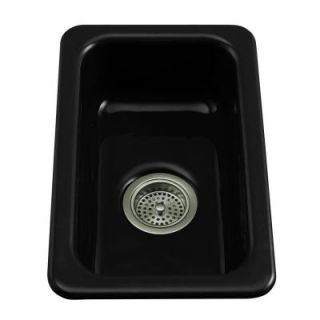 KOHLER Iron/Tones Self Rimming or Undercounter 18.75x12x6.25 0 Holes Single Bowl Kitchen Sink in Black Black DISCONTINUED K 6586 7