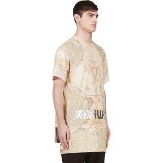 KTZ Beige Oversized Map Print T Shirt