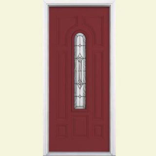 Masonite 36 in. x 80 in. Providence Center Arch Painted Smooth Fiberglass Prehung Front Door with Brickmold 24857