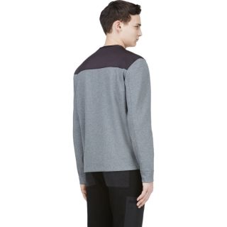 Calvin Klein Collection Heathered Grey & Black Crewneck Sweater