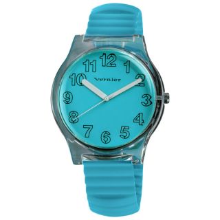 Vernier Womens Blue Stretch Silicone Watch/ Pouch Set
