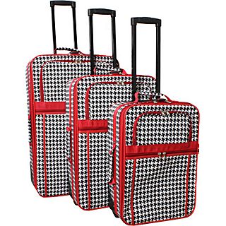 World Traveler Houndstooth 3 Piece Expandable Upright Luggage Set