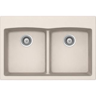 Edo 33 x 22 Cristalite 50/50 Topmount Double Bowl Kitchen Sink by