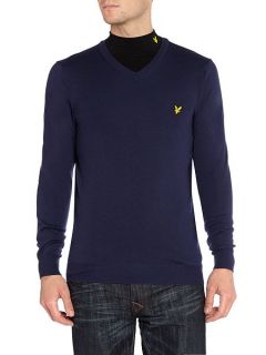 Lyle and Scott Golf Merino 12gg V neck Navy