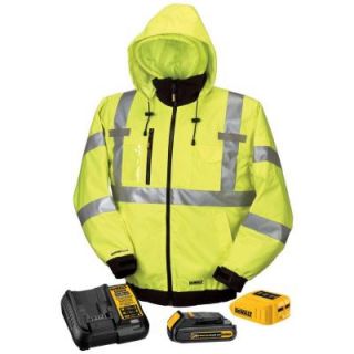 DEWALT Unisex X Large High Visibility Yellow 20 Volt/12 Volt MAX Heated Jacket Kit with 20 Volt Lithium Ion Battery and Charger DCHJ070C1 XL