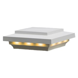 AZEK White Voltage LED Composite Deck Post Cap (Fits Common Post Measurement 5 1/2 in x 5 1/2 in; Actual 3.5 in x 8 in x 8 in)