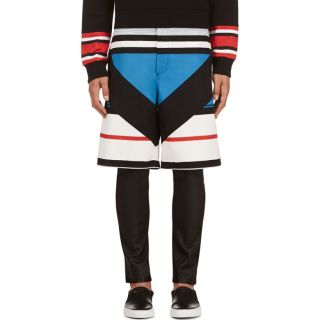 Givenchy Blue & Black Striped Shorts