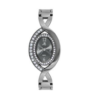 Jaclyn Smith Ladies Dark Silver Plated Oval Half Bracelet Watch