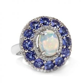 Colleen Lopez Welo Opal, Tanzanite and White Zircon Sterling Silver Ring   7656229
