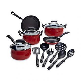 Essential Home 14 Piece Red Non stick Cookware Set   Home   Kitchen
