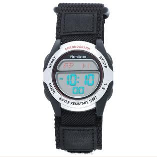 Armitron Gents Chronograph Watch with Round Black Case, Digital Dial