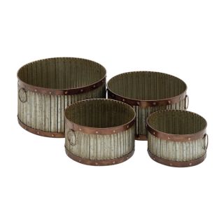 Round Bronzed Metal Planter (Set of 3)