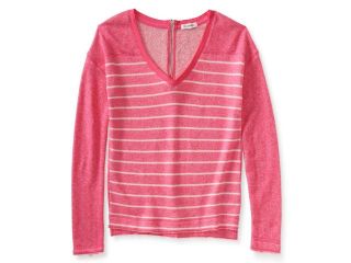 Aeropostale Womens Striped Zip Back Knit Sweater 434 L