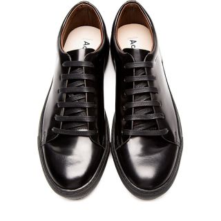 Acne Studios Black Polished Leather Sneakers