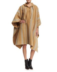 3.1 Phillip Lim Striped Poncho with Leather Ties