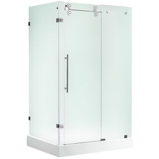 VIGO Frameless Showers Stainless Steel Rectangle 3 Piece Corner Shower Kit (Actual 79.875 in x 36.125 in x 48.125 in)