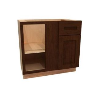 Home Decorators Collection 36x34.5x24 in. Franklin Assembled Base Blind Corner Left with 1 Door and 1 Drawer in Manganite Glaze BBCU42L FMG