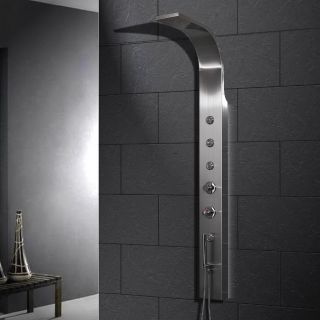 Ariel Bath Ariel Platinum Stainless Steel 2 Handle Vertical Shower System Faucet Trim Kit with Multi Function Showerhead