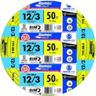 Romex 50 ft. 12/3 Yellow Solid SIMpull NM B Wire 63947622