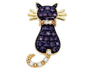 10K Yellow Gold 0.33CT Fancy Pave Brown Diamond Creepy Cat Fashion Pendant