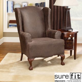 Sure Fit Stretch Faux leather Wing Chair Slipcover   14065838