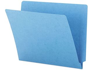 Smead 25010 Colored File Folders, Straight Cut, Reinforced End Tab, Letter, Blue, 100/Box