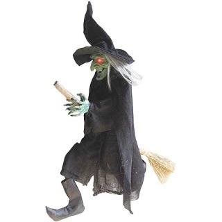 42"H Flying Green Faced Witch
