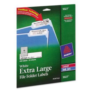 White Avery Extra Large 1/3 Cut Filing Labels 3 7/16