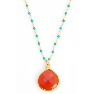 Alchemy Jewelry 22k Goldplated Red Onyx and Turquoise Gemstone