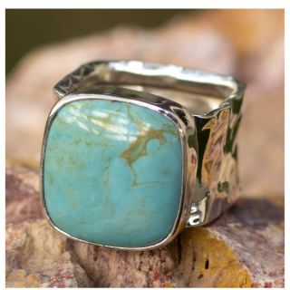 Sterling Silver Always Azure Turquoise Cocktail Ring (Mexico)