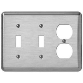 Creative Accents Steel 2 Toggle 1 Outlet Wall Plate   Brushed Chrome DISCONTINUED 2BM116