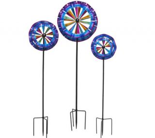 Plow & Hearth Set of 3 Ruffle Garden Spinners —
