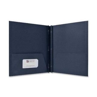 Sparco Two Pocket Report Covers With Fasteners   Letter   8.50" X 11"   100 Sheet Capacity   3 Fastener   0.50" Fastener Capacity   2 Pockets   Embossed Paper   Dark Blue   25 / Box (SPR71443)
