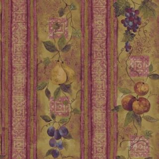 The Wallpaper Company 56 sq. ft. Earth Tone Fruit In An Oriental Style Wallpaper WC1281267