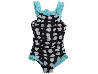 Baby Girl 12M Black White Polka Dot Turquoise 1 Pc Swimsuit