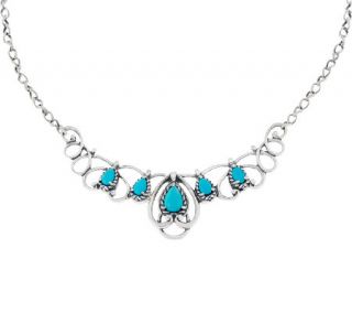 Carolyn Pollack Sleeping Beauty Turquoise Sterling Scroll Necklace —